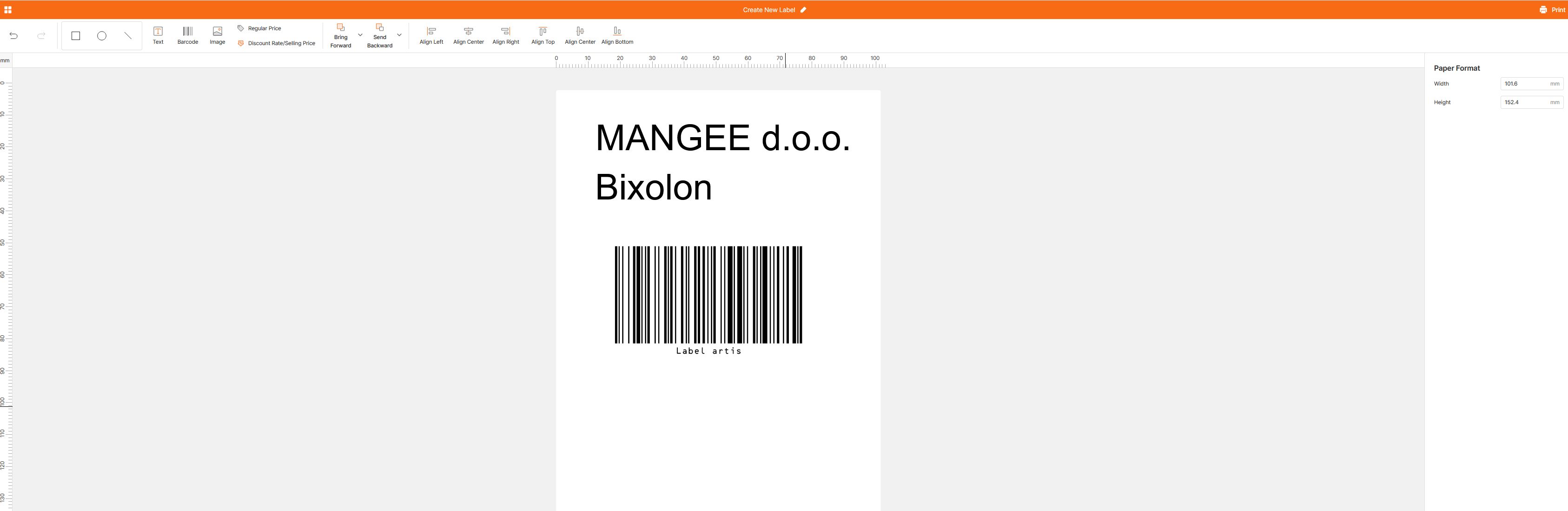 bixolon labelartistPROGRAM WEB